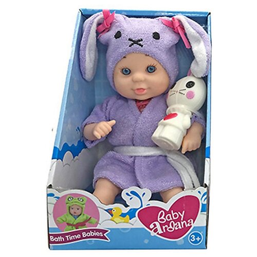 фото Пупс "baby ardana", 23см, в банном халате и игрушкой "зайка" junfa toys a361