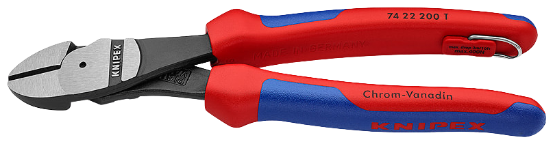 Кусачки боковые особой мощности со страховочным креплением KNIPEX KN-7422200T