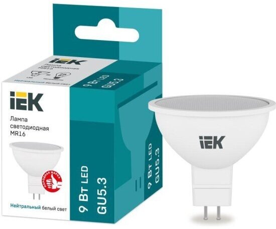 Светодиодная лампа Iek MR16 софит 9Вт 230В 4000К GU5.3 LLE-MR16-9-230-40-GU5