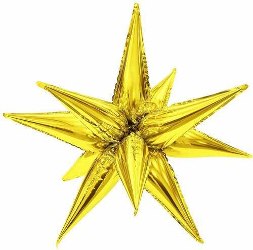 Воздушный шар фольгированный 3D (26/66 см) Звезда, Составная, Золото, 1 шт. в упак.