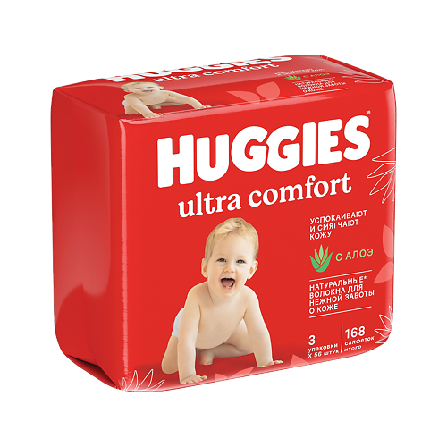 Хаггис салфетки влажные ULTRA COMFORT N56*3 влажные салфетки huggies ultra comfort с алоэ 168шт