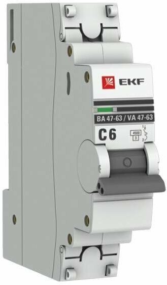 Автоматический выключатель EKF ВА 47-63 (C) 4,5kA 6 А