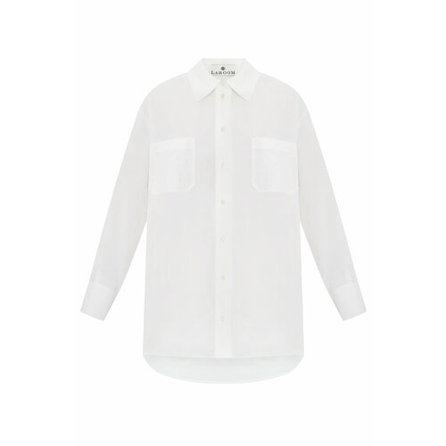 Рубашка  LAROOM, повседневный стиль, свободный силуэт, длинный рукав, манжеты, размер М/L, белый