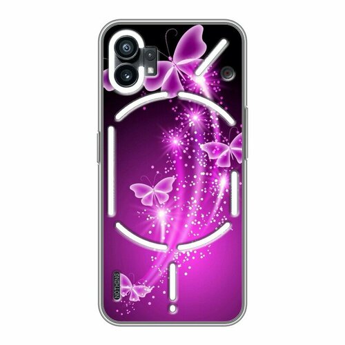 Дизайнерский силиконовый чехол для Насинг Фон 1 / Nothing Phone (1) Бабочки фиолетовые