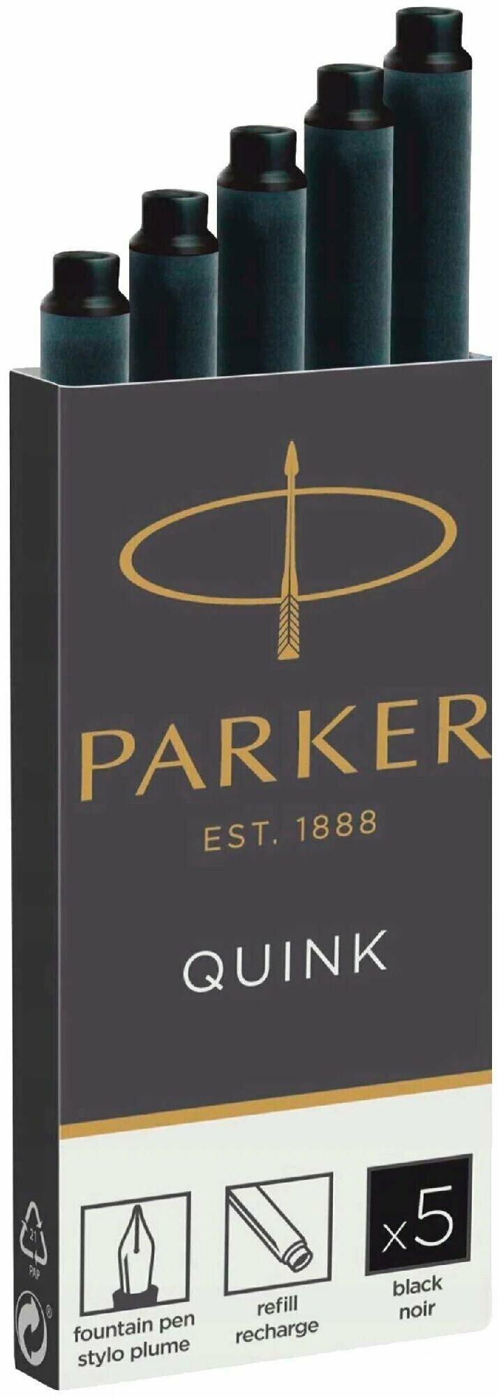 Картриджи чернильные Parker "Cartridge Quink" черные, 5 штук