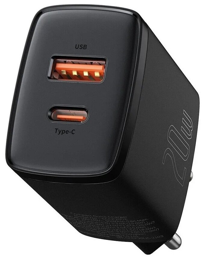 Сетевая зарядка Baseus Compact Quick Charger CCXJ-B01 USB+Type-C 5-12V 3A черный
