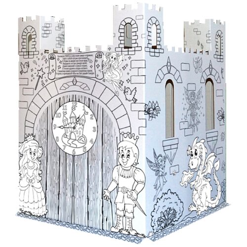 фото Картонный игровой развивающий домик раскраска verol для детей "замок" 108х80х80 пятислойный картон