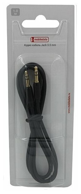 Аудио кабель jack 3.5 mm, черный, 1.0 м, Mobiledata