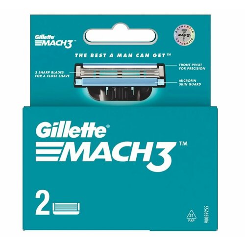 Сменные лезвия для бритья Gillette Mach3 Men's, 2 штуки gillette сменные кассеты mach3 4 шт