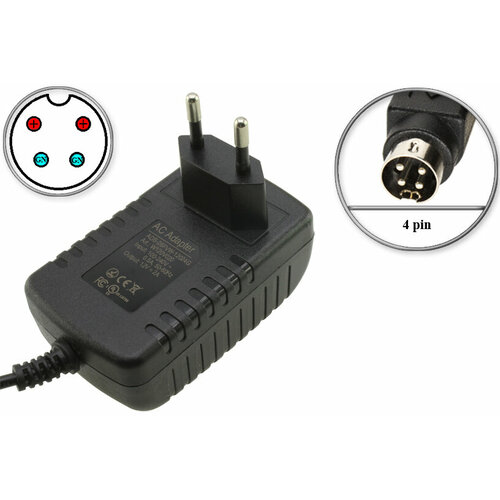 Адаптер (блок) питания 12V, 2A, 24W, 4pin (ADS-26FSG-12 12024EPG, ADS-26FVW-12024G), встр. вилка, для видеорегистратора Hikvision, HiWatch. адаптер блок питания 12v 2a 24w 4 8mm x 1 7mm ak44 00012a wa 24i12fb для портативного blu ray проигрывателя samsung фоторамки и др