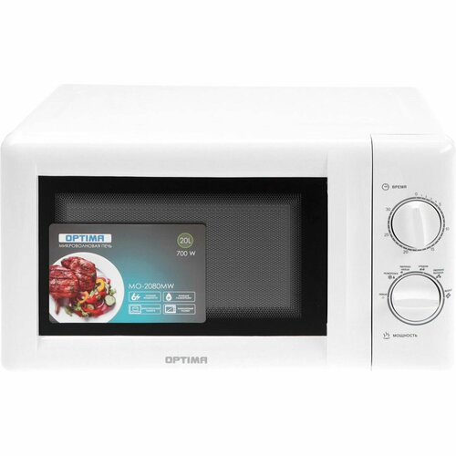 Микроволновая печь Optima MO-2080MW мощность 700 Вт объем 20 л 6 уровней мощности белая 599000₽