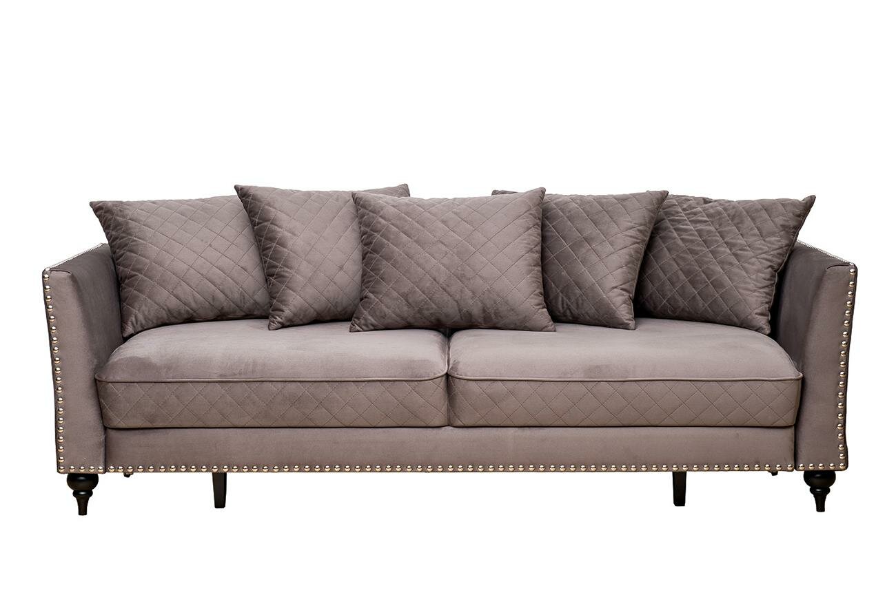 фото Диван Garda Decor Диван Sorrento 230M трехм. раскл, велюр сер. Colt017 230*101*86 арт. SORRENTO-230M-Colt017