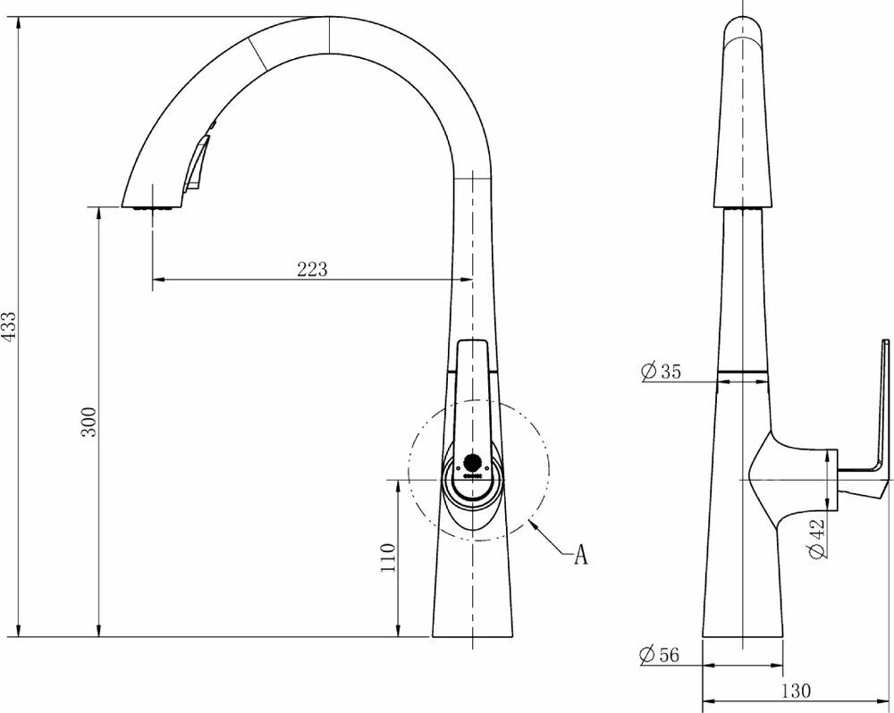 Смеситель для кухни Orange Boni M15-120cr - фото №4