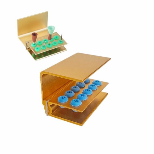 Термоблок универсальный-Подставка NeoHealth (TYPE 10H) для стерилизации и хранения полировочных головок , щеток, турбинных боров , насадок для скалеров .10 инстр(RA/CA, FG), оттенком коричневый.