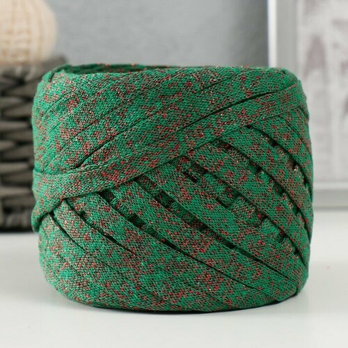 Трикотажная пряжа Риббон с люрексом 85м1705 гр Нефрит люрекс Красный 1075₽