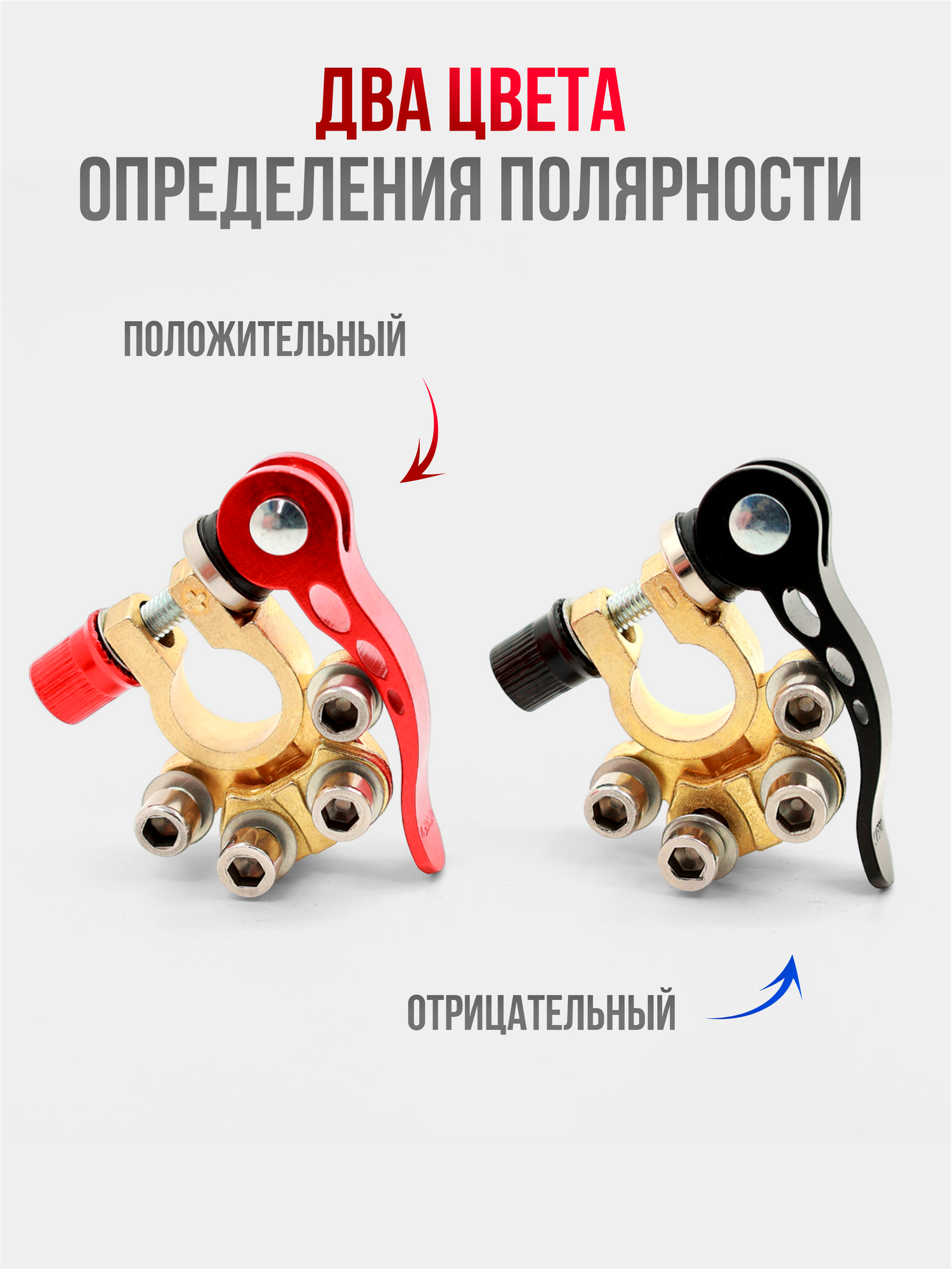 Клеммы аккумуляторные быстросъемные для аккумуляторов легковых автомобилей, грузовых машин и спецтехники. — фото 1