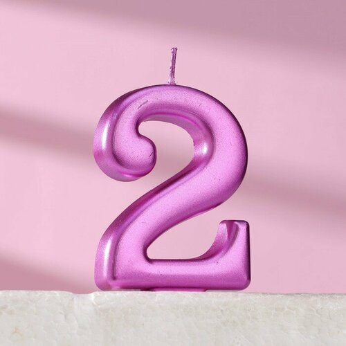 SUI Свеча для торта Европейская гигант цифра 2 7 см фиолетовый металлик 278₽