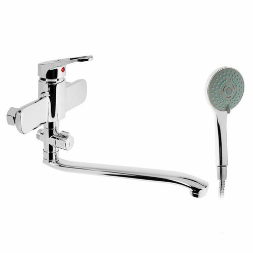 Смеситель для ванны ZEIN Z4116 однорычажный лейка 5 режимов шланг держатель хром 3862₽