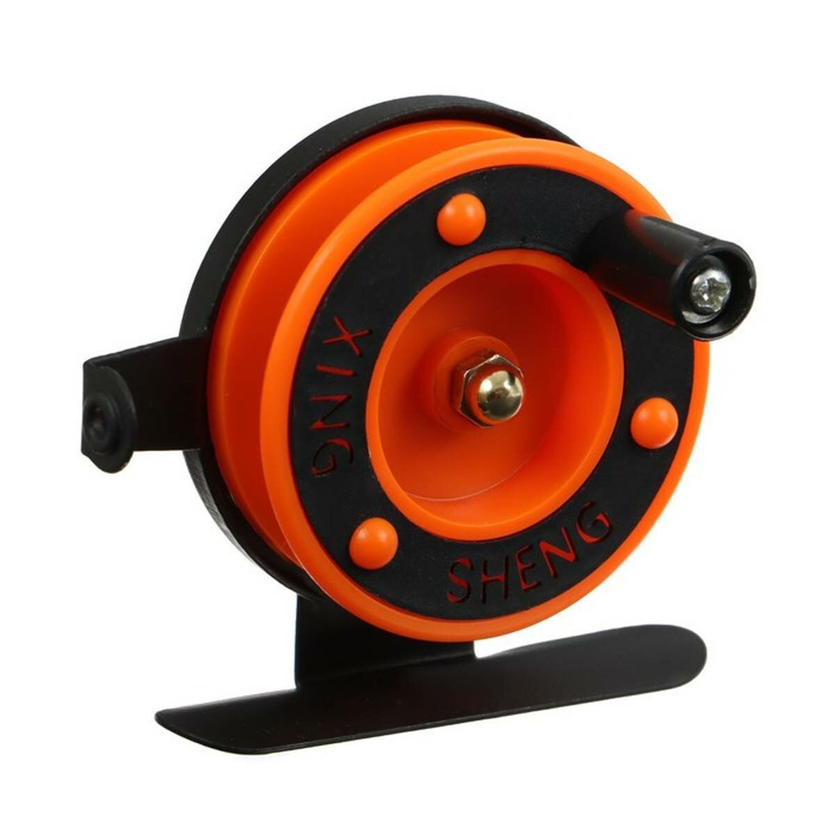 Катушка инерционная - 601D, диаметр 5 см, направляющая лески, металл/пластик, цвет оранжевый, 1 шт