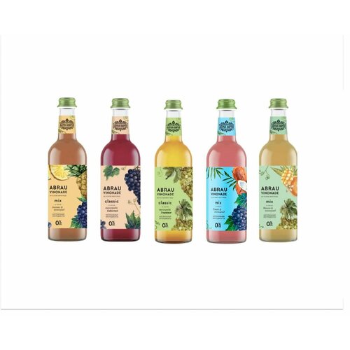 Набор из 5 бутылок Abrau Vinonade по 375 мл (Ананас, Кокос, Traminer, Cabernet, манго)