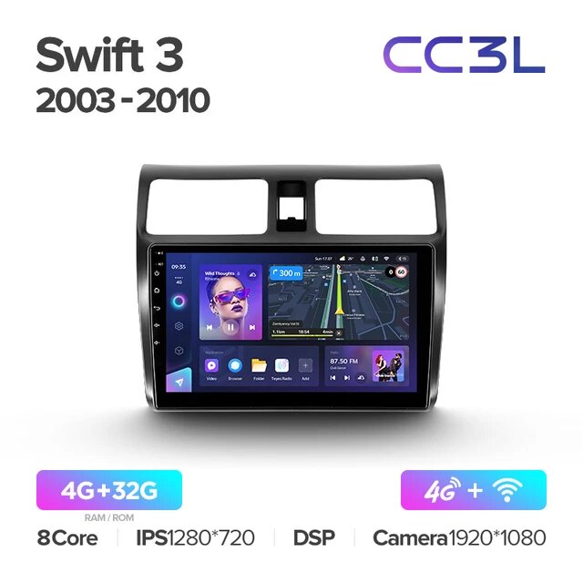 Магнитола Teyes CC3L 4-32 Suzuki Swift 3 2004-2011 10.2"