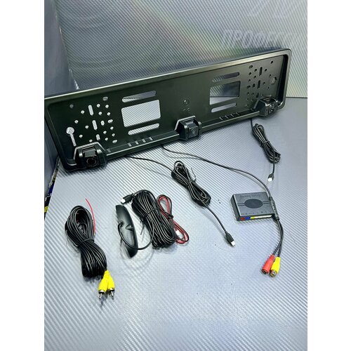 Камера заднего вида в рамке номерного знака для авто с 2 парктрониками арт HW-2805C 4790₽