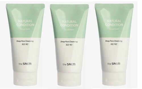 THE SAEM Пенка для лица Natural Condition Scrub Foam Deep pore cleansing, 150мл - 3 штуки