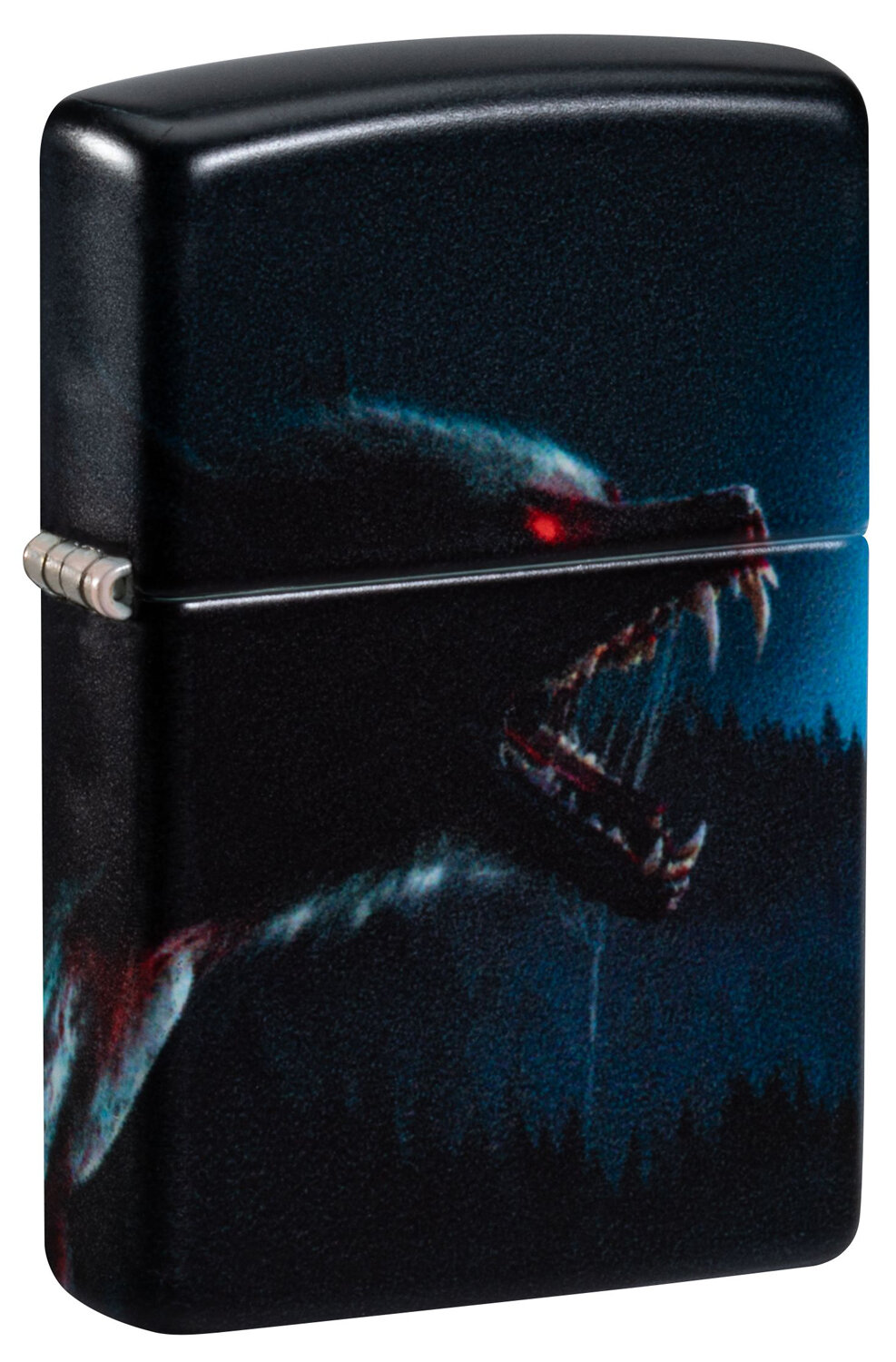 Оригинальная бензиновая зажигалка ZIPPO Horror Wolf с покрытием 540 Matte, латунь/сталь, черная, 38x13x57 мм