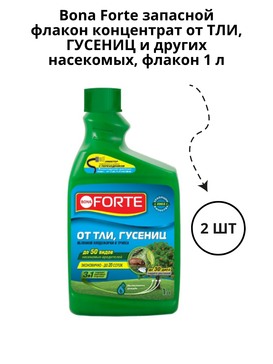 Bona Forte запасной флакон концентрат от ТЛИ гусениц и других насекомых флакон 1 л 2 шт