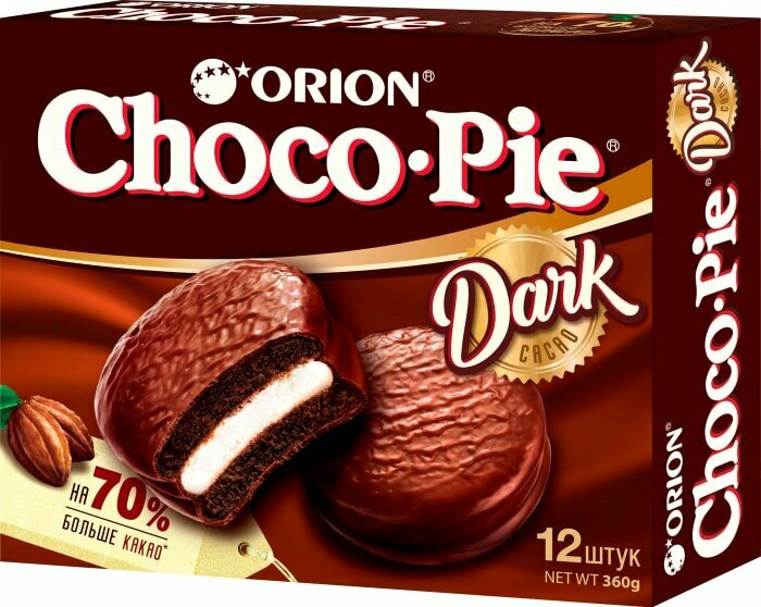 Пирожное Orion Choco Pie Dark в глазури 12шт*30г