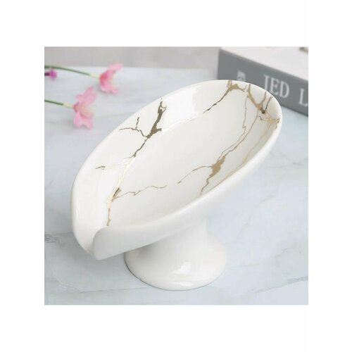 Мыльница керамическая со сливом