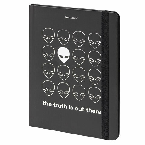 Блокнот с резинкой в клетку 96 л, А5 (145х203 мм), твердая обложка, BRAUBERG, "Aliens", 113722
