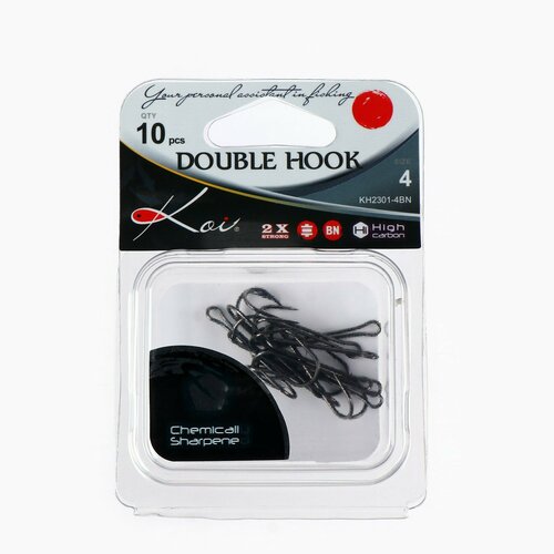 Крючки двойные KOI DOUBLE HOOK, цвет BN, № 4, 10 шт. крючки двойные koi double hook цвет bn 1 10 шт 9634400