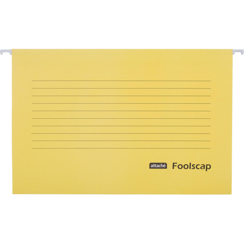 Папка подвесная Attache Foolscape, картон желтый, до 200л, 5шт/уп