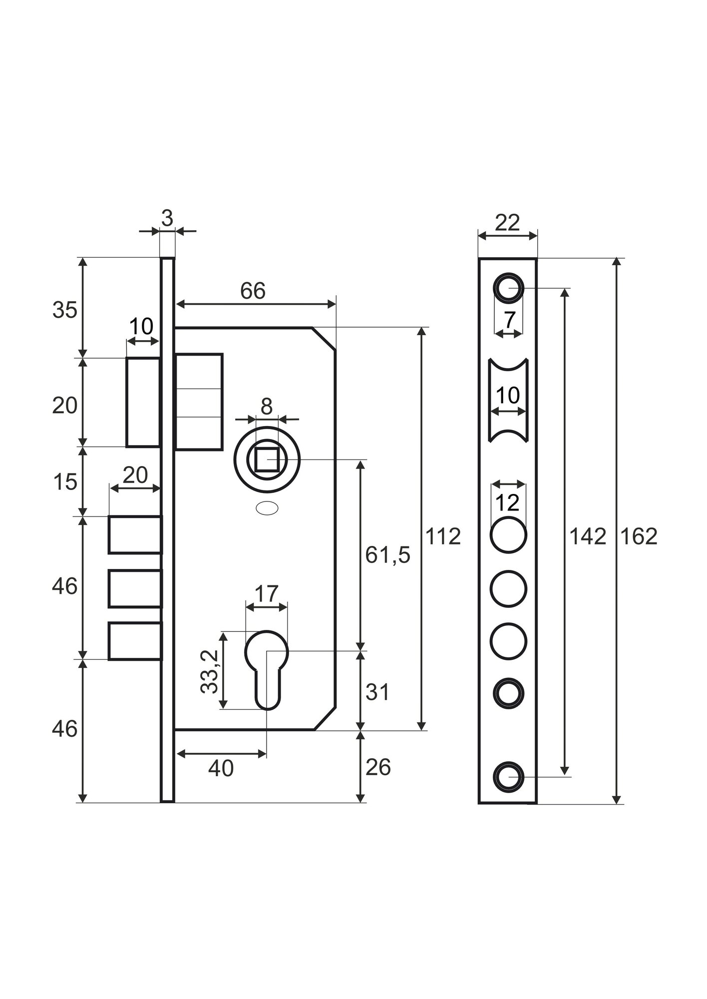 Замок врезной под евроцилиндр для входных дверей в цвете Хром — фото 1