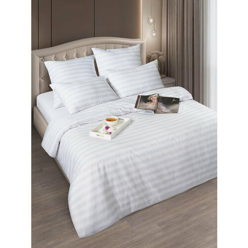 Постельное белье ИвтекСтиль, поплин, комплектс простыней евро-макс, наволочки 70х70, 50*70 бежевый, серый, белый, размер евро (макси)