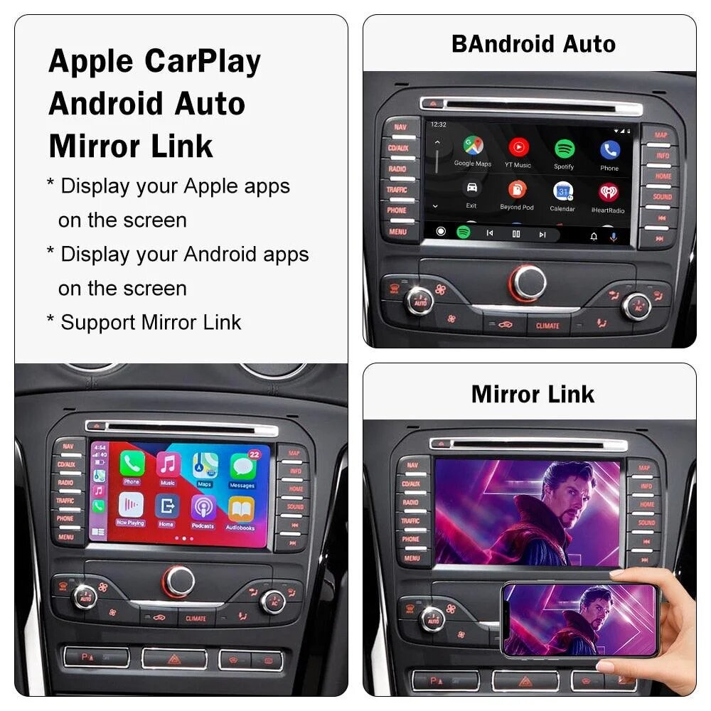 CARABC Wireless Carplay Android Auto для Ford Sync 2 System Explorer Focus Fiesta C-max Edge F-150 Fusion Taurus декодер, Ford Sync2 — фото 1