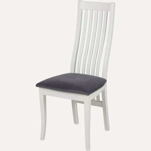 Изображение товара Ambe Стул деревянный с мягким сиденьем Альбен Серый велюр, каркас Белая эмаль