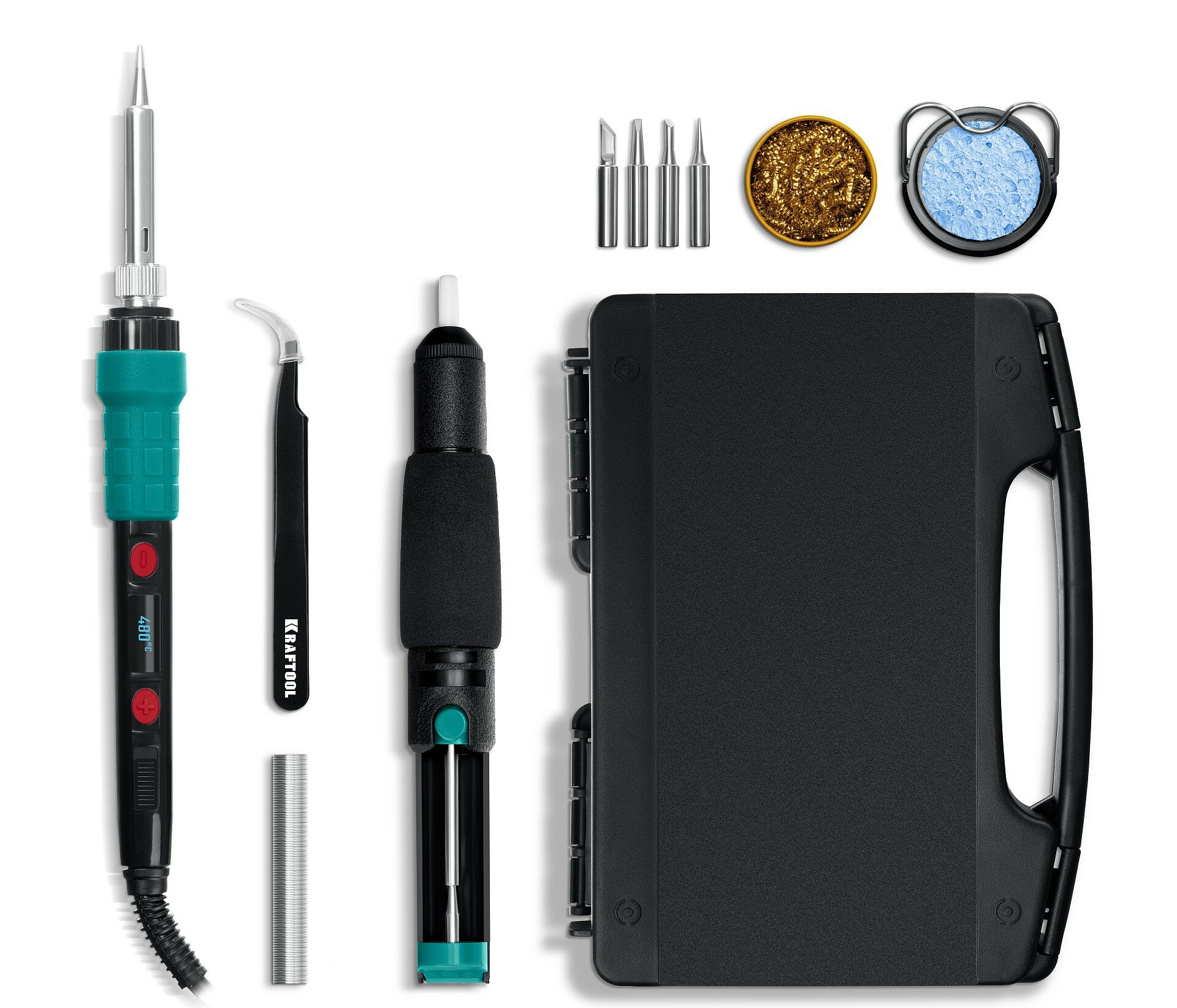 KRAFTOOL KS-15, 14-в-1, 90 - 480°C, 135 Вт, цифровая мини-паяльная станция в кейсе (55346)