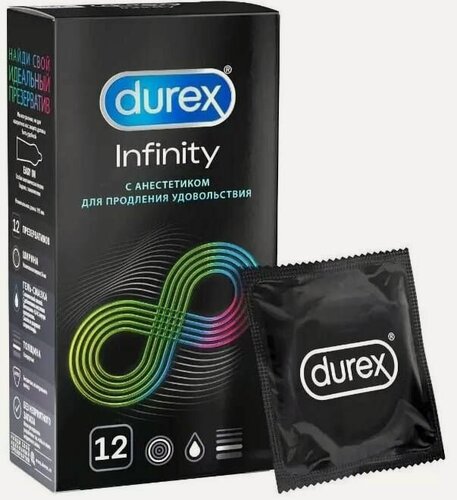 Изображение товара Презервативы Дюрекс Infinity гладкие с анестетиком, 12 шт.