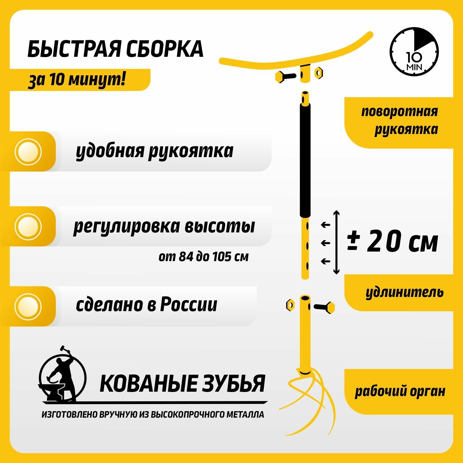 Изображение Комплект инструментов Ручной культиватор Грипсы Набор инструментов мини 4в1 Торнадика