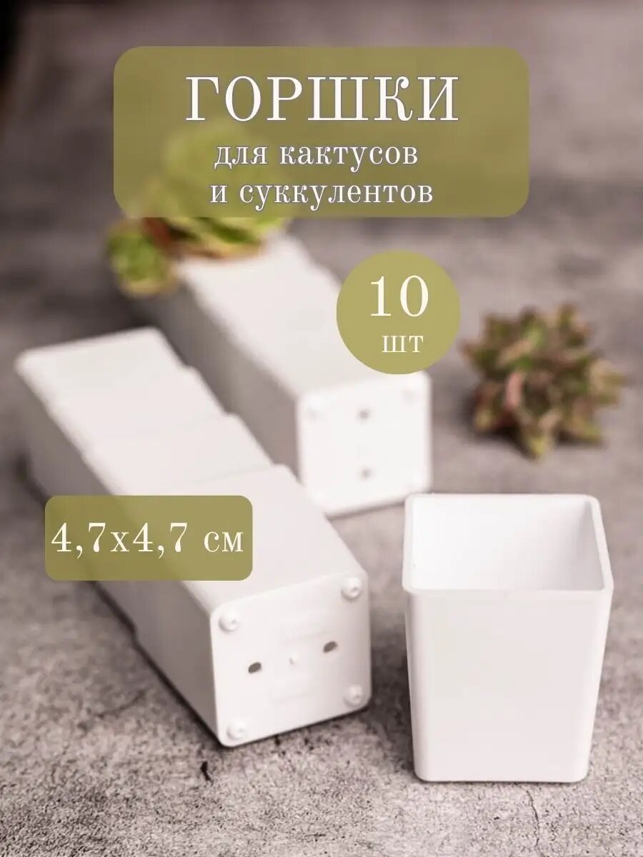 Набор горшков Garden Emili, для кактусов, суккулентов и других растений, пластик, 10шт, белые
