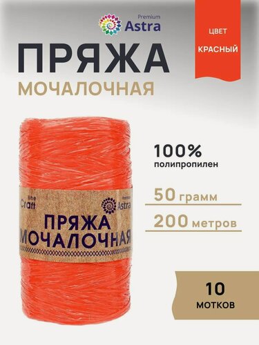 Изображение товара Пряжа для вязания Astra Premium 'Мочалочная' 50г, 200м (100% полипропилен) (красный), 10 мотков