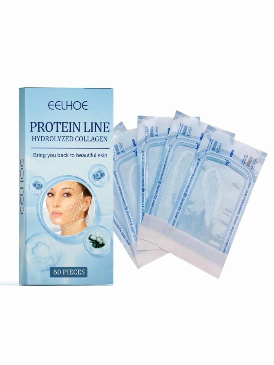 Подтягивающие патчи EELHOE для лица, от морщин, простота и эффективность, 60 штук