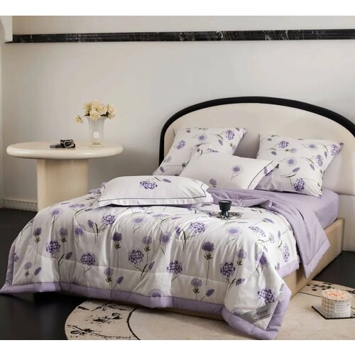 Комплект постельного белья с одеялом, простыня на резинки Евро размер - Мрамор