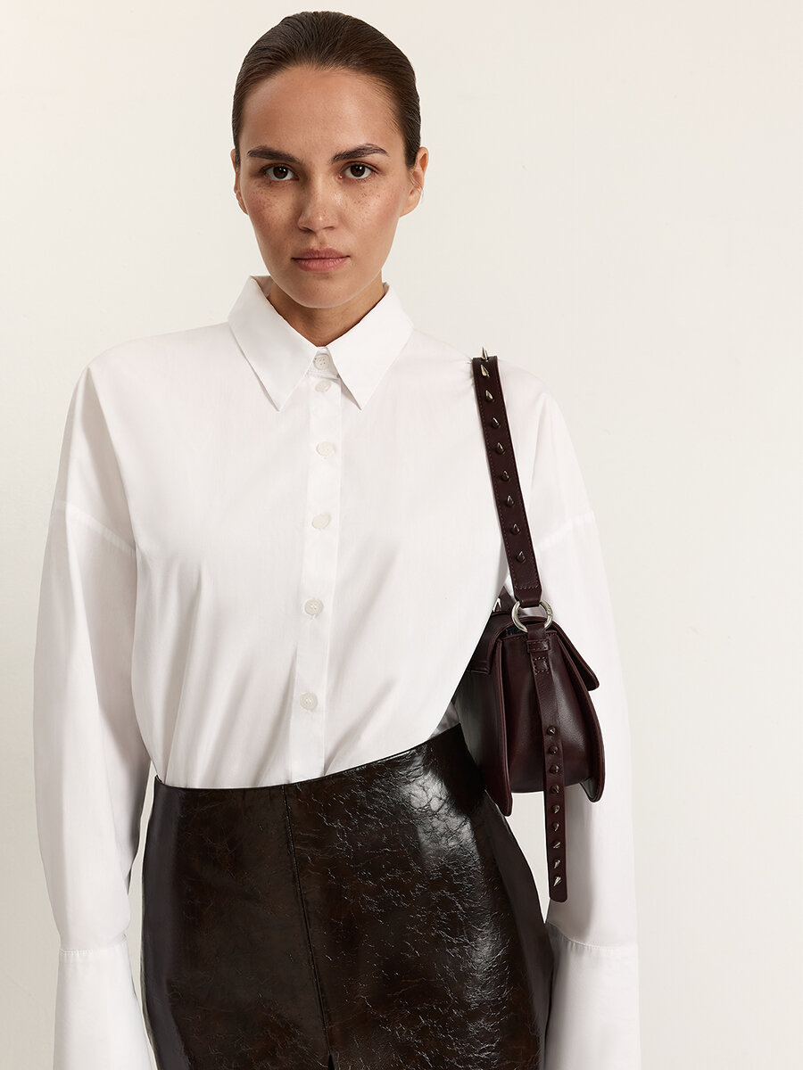 Сумка багет Lera Nena, фактура гладкая, бордовый — фото 1