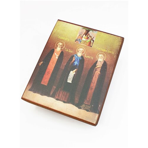 Икона Три Святителя, размер - 10х13 истинный воин христа преподобный сергий радонежский и созданная им троице сергиева лавра