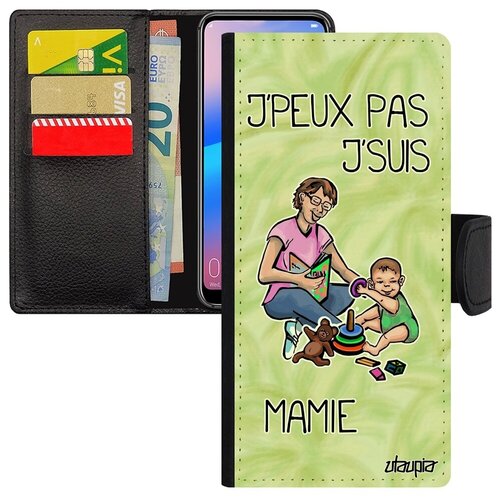 фото Ударопрочный чехол-книжка на телефон // samsung galaxy a12 // "не могу - стала бабушкой!" комикс юмор, utaupia, светло-зеленый