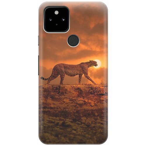фото Силиконовый чехол на google pixel 5 / гугл пиксель 5 с принтом "закатный гепард" gosso