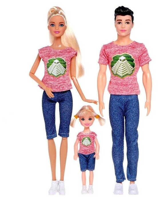 Набор кукол "Счастливая семья", Барби, Кен, кукла-малышка, для девочек